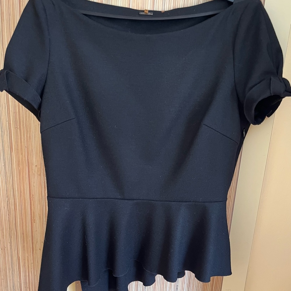 Elie Tahari Black Peplum Top